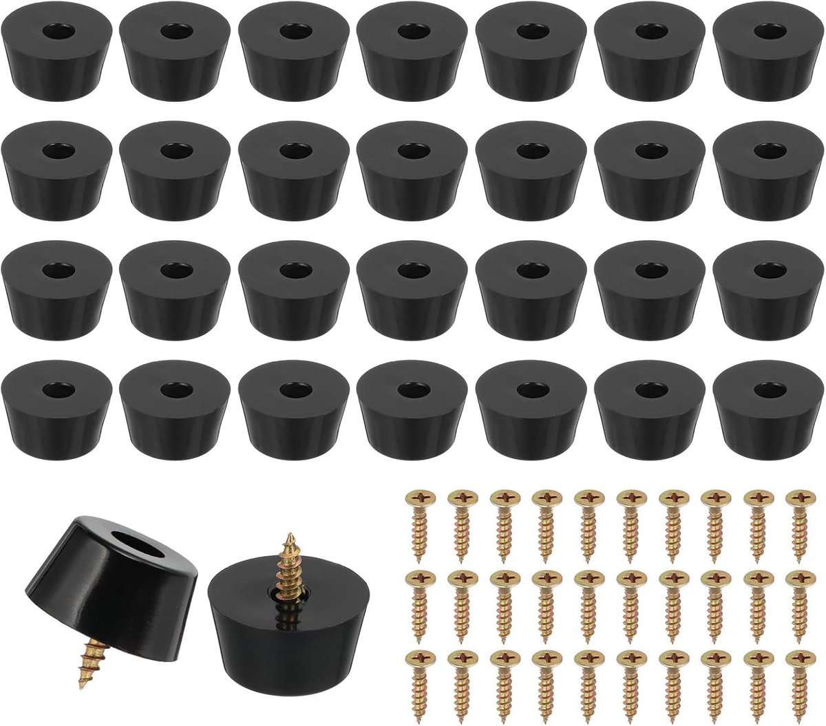 28 Set Rubberen Voetjes, 25x20x13mm Snijplank Voetjes Anti-slip Bumpers 5mm Schroeven op Ronde Zwarte Pads voor Elektronica Meubels Snijplank Stoelen Kast Sofa Luidspreker