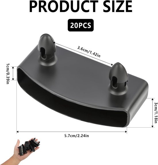20 stuks, lattenbodemhouders, universele bedlattenhouder voor eenpersoons- en tweepersoonsbedden, 53 mm, robuust polyethyleen, zwart, voor houten en metalen bedframes — afbeelding 5