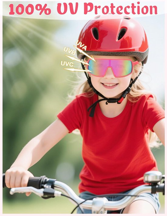 Zonnebril Kinderen UV400 Bescherming Fietsbril Tieners Sport Zonnebril Voor Jongens Meisjes — afbeelding 3