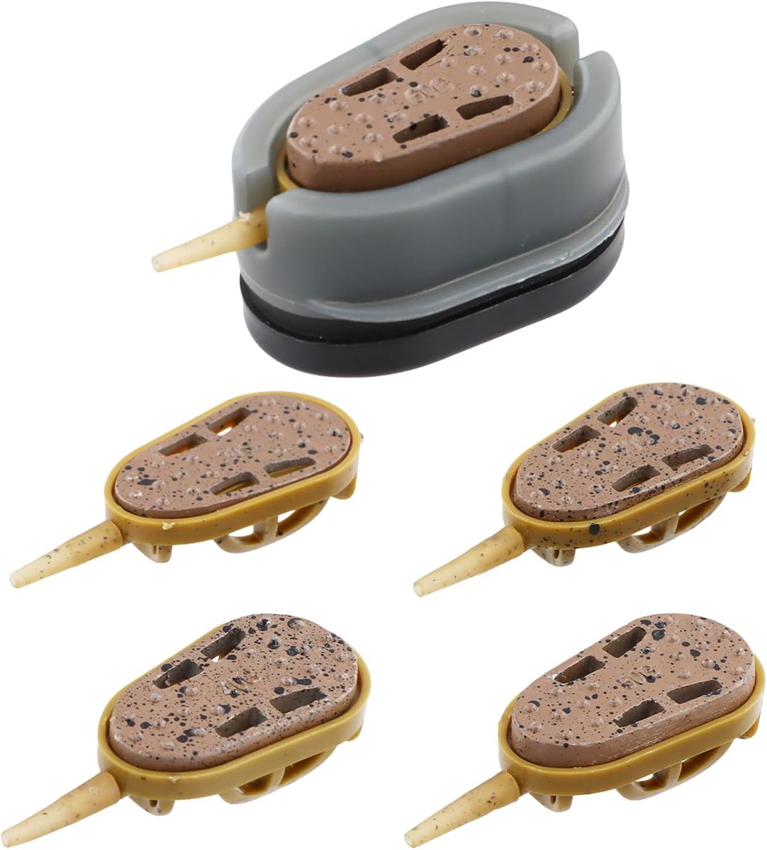 6-delige set met gereedschap voor karpervissen, 5-in-1 voer voor karpervissen met gewichten 20 g 30 g 40 g 50 g 60 g visaccessoires voor karpervissen, feeder, pellets, groot aas