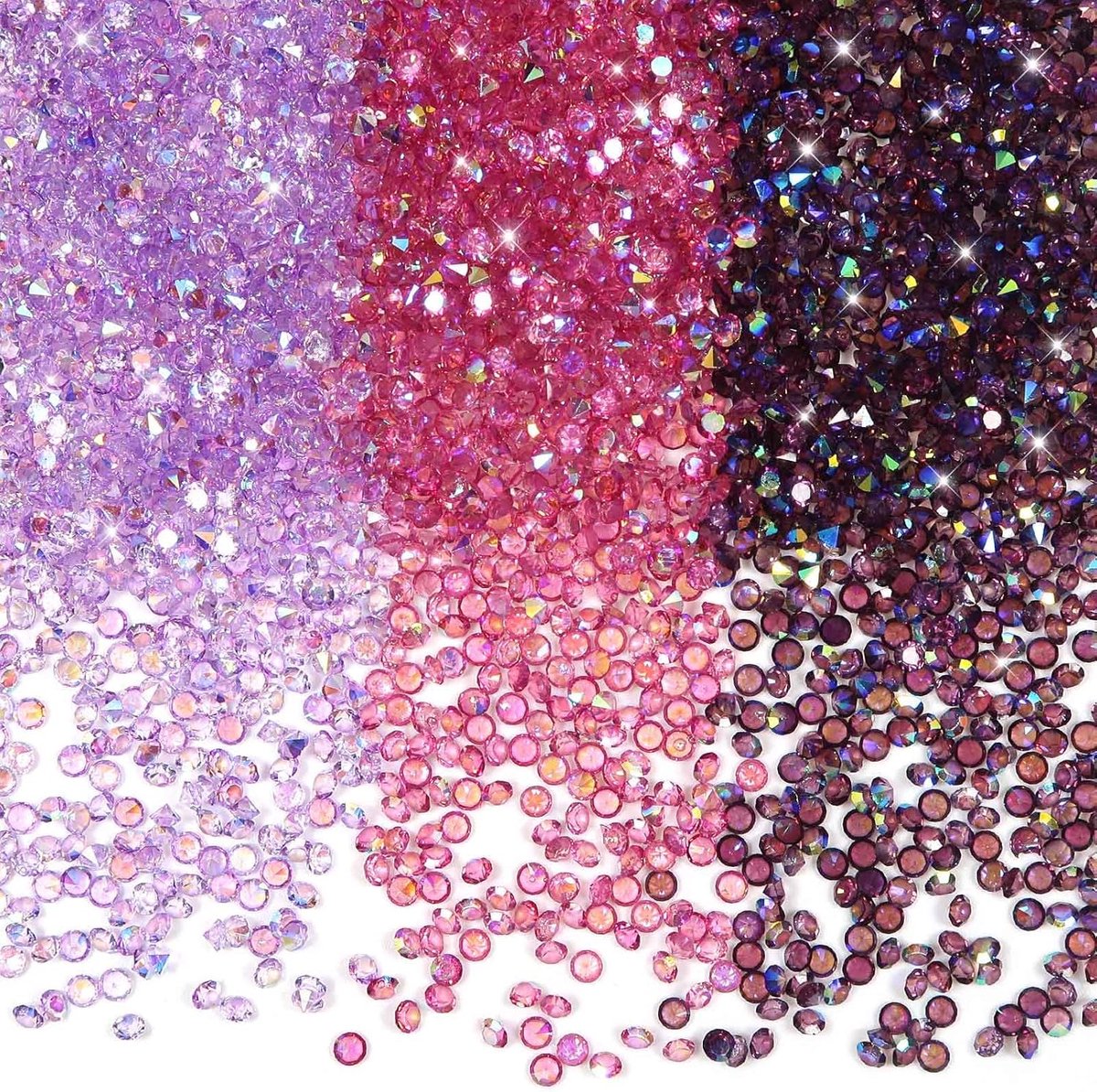 5000 stuks Diamantdecoratie 3 mm Paars Serie Acryl Kristallen Diamanten Tafelstrooier Confetti Heldere Strass Steentjes voor Tafeldecoratie Vazenkralen | Confetti heldere strass-steentjes voor tafeldecoratie bruiloft bruid decoratie vaaskralen