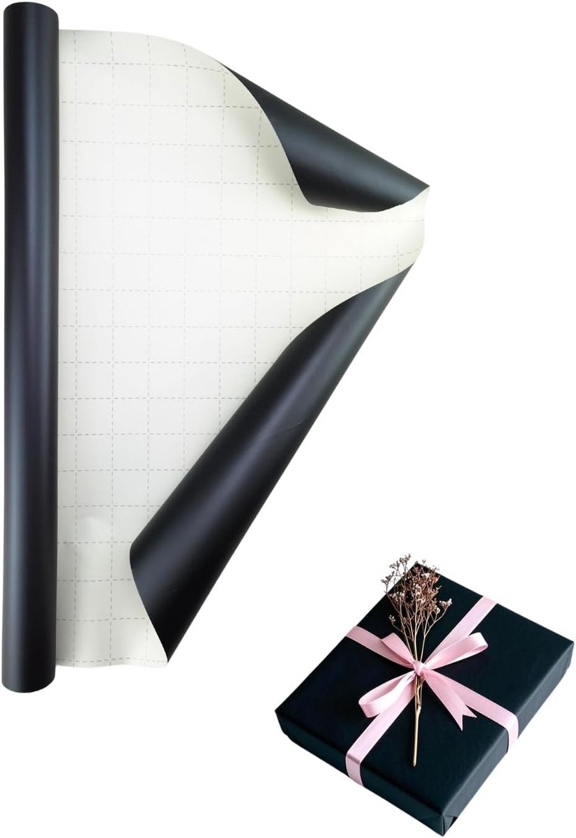 Cadeaupapier, mat cadeaupapier, metallic cadeaupapierrol voor Kerstmis, verjaardagen, Pasen en alle feestelijke gelegenheden (zwart, 43 cm x 10 m)