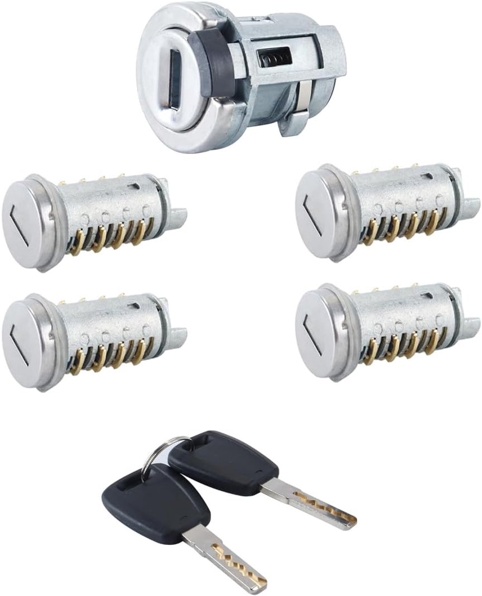 4-delige deurslotenset en contactslot met sleutel geschikt voor Fiat Panda 500 Doblo Punto Bravo Palio Alfa Romeo 156 1997-2005