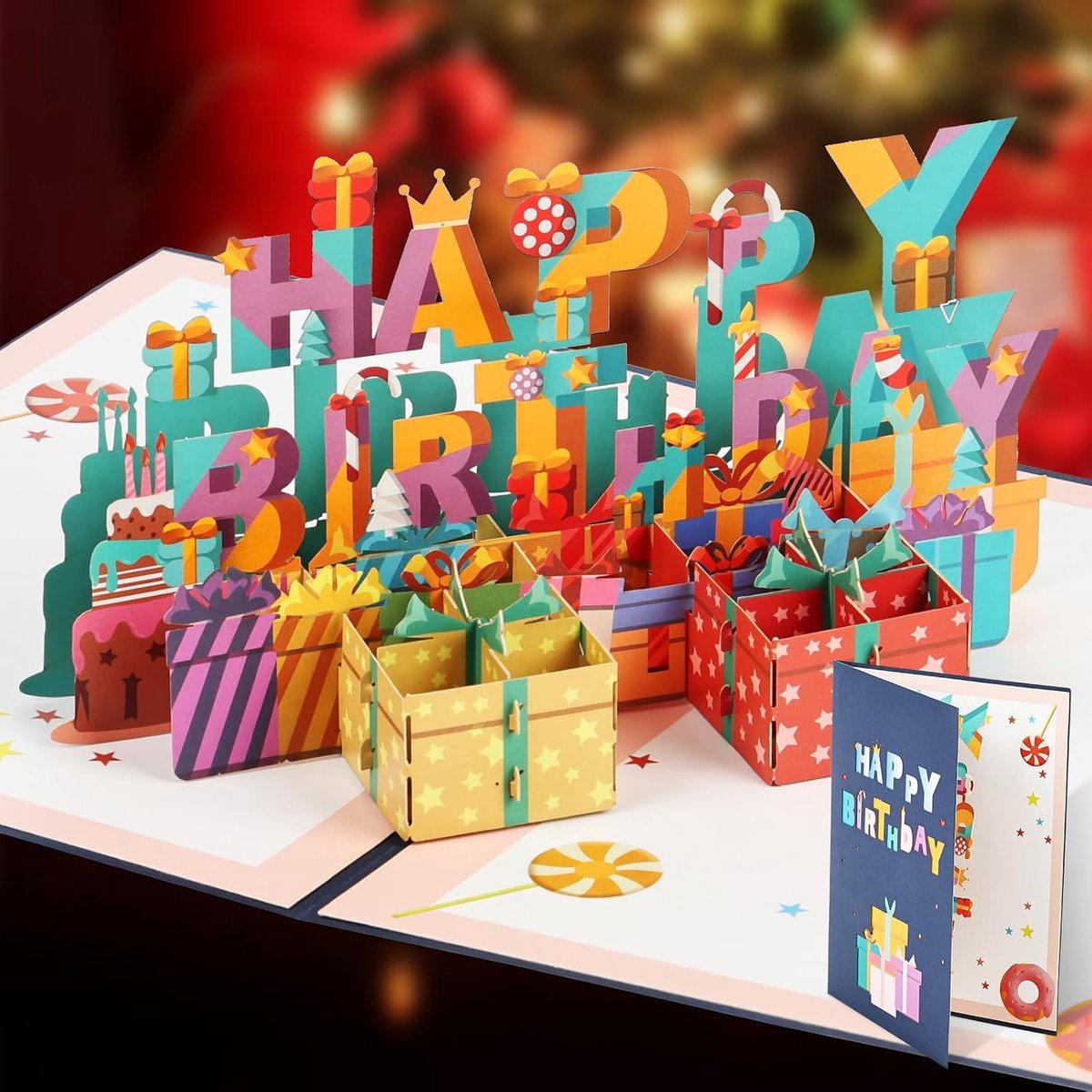 3D Pop Up Verjaardagskaart, 3D Pop Up Kaarten met Envelop, Happy Birthday Pop-Up Wenskaart, Moderne Verjaardagskaart, Happy Birthday Kaarten voor Vrouwen Mannen Echtgenoot Vrouw Kinderen Groet
