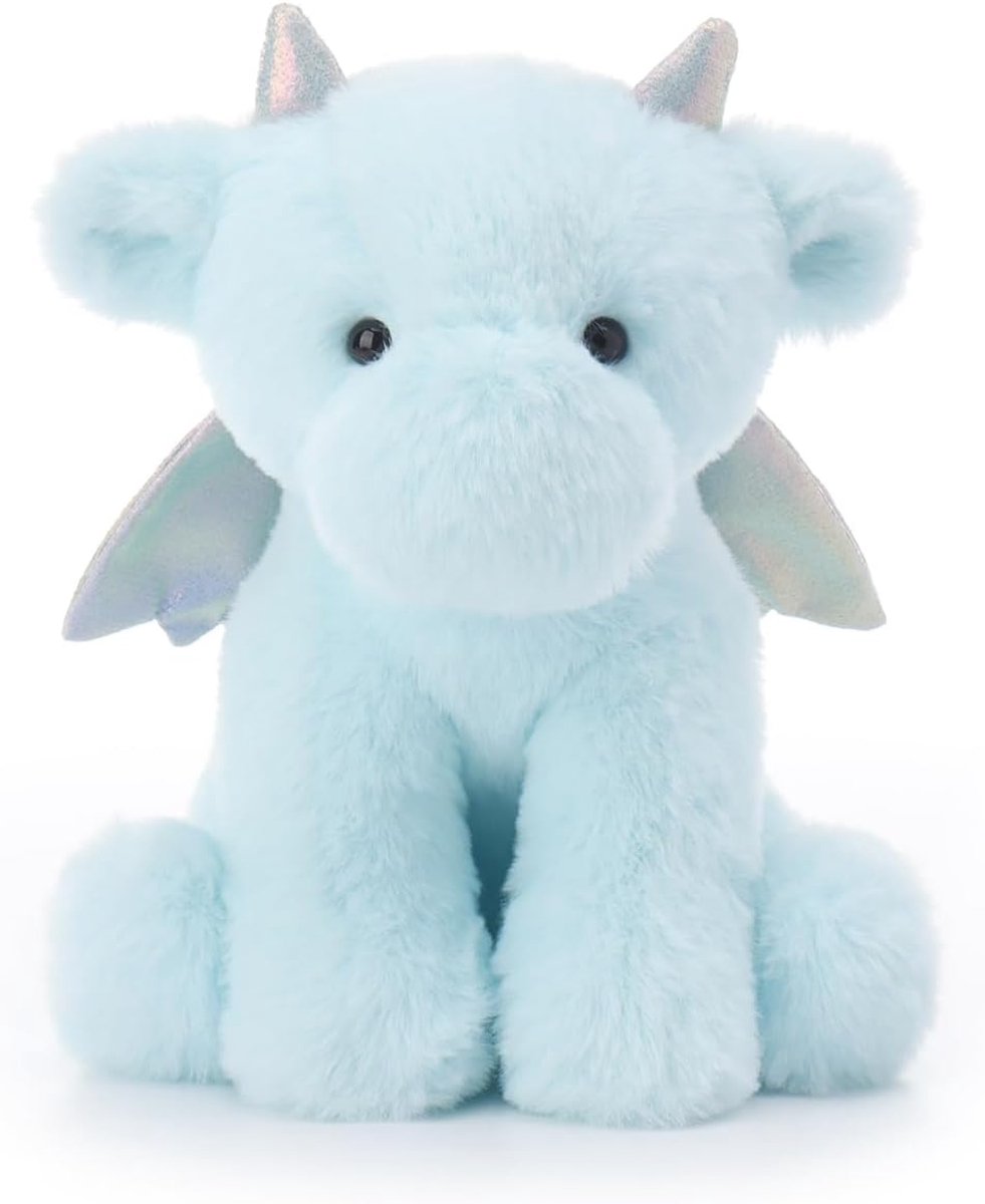 Lamb Dragon Pluche speelgoed voor kinderen, zacht, schattig knuffeldier voor babymeisjes en jongens, pluizige draak, hemelsblauw, 20 cm