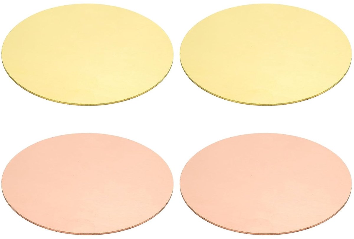 Koperen platen, 3,15 x 0,03 inch ronde plaat natuurlijke koperen schijf voor handwerk en elektrische reparaties, 4 stuks