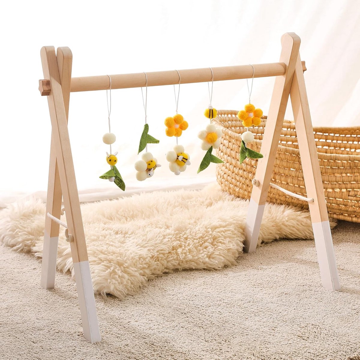 Speelboog voor baby's - Houten speelboog - Afneembaar ontwerp - Veilige speelomgeving - SnelShoppen