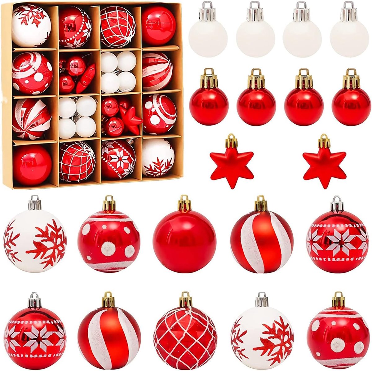 Kerstballen, onbreekbare kerstboomversiering van kunststof, 3/6 cm, kerstboomversiering, kerstboomversiering