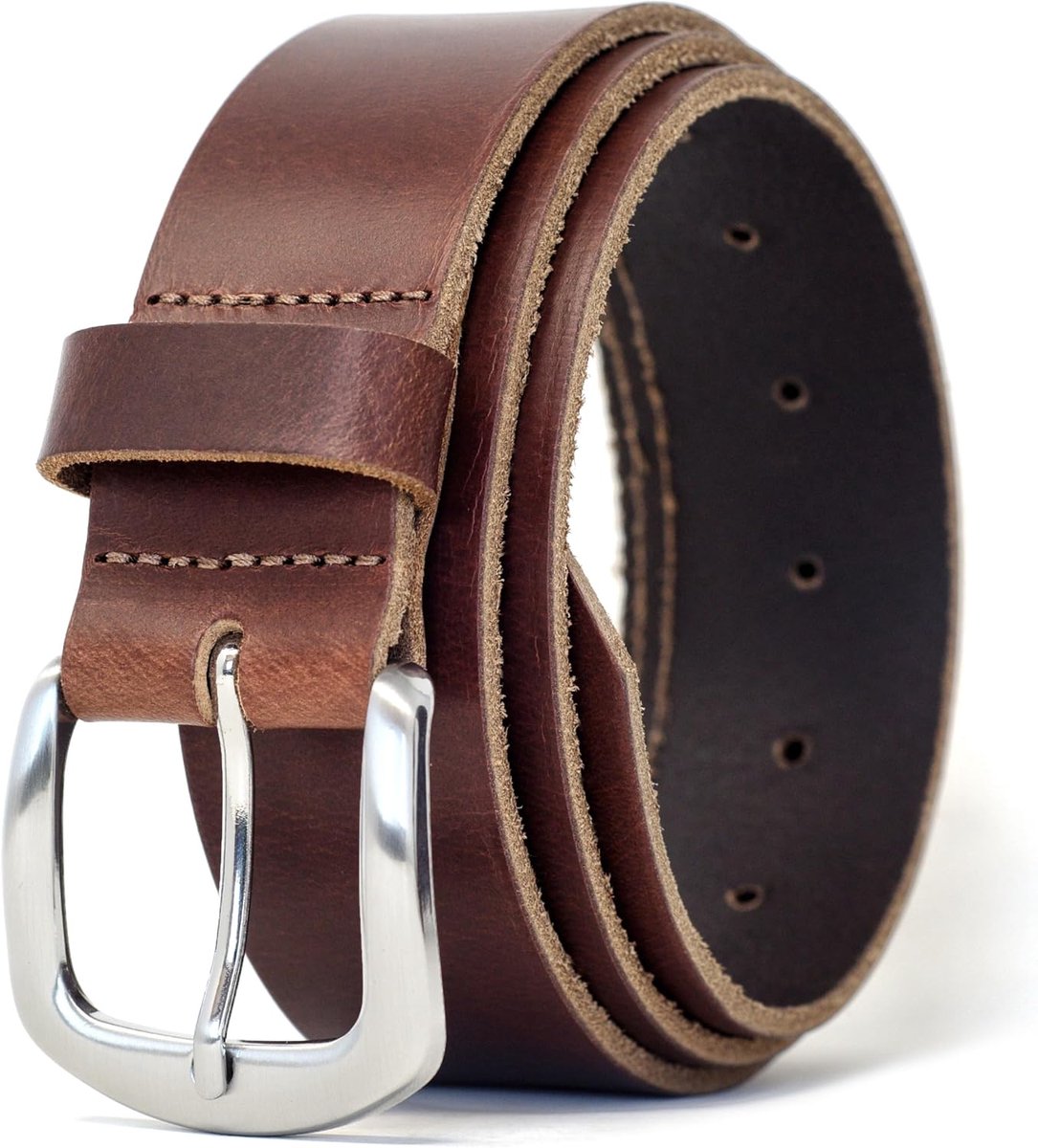 Ridge Gemaakt in Engeland 38mm volledig verbergen lederen riem met paardenschoengesp, Antiek Bruin, XXL (112/122 cm Taille)