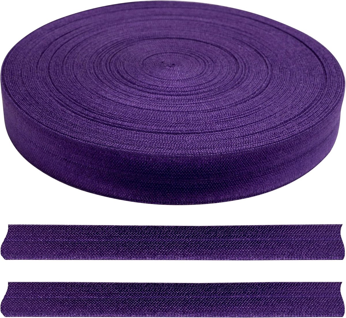 - C70267 – rol elastieken band – biaisband 18 m – breedte 20 mm – kleur paars – van polyester en elastaan – confectie, kort, kleermakerij, kleding, stof, handwerk