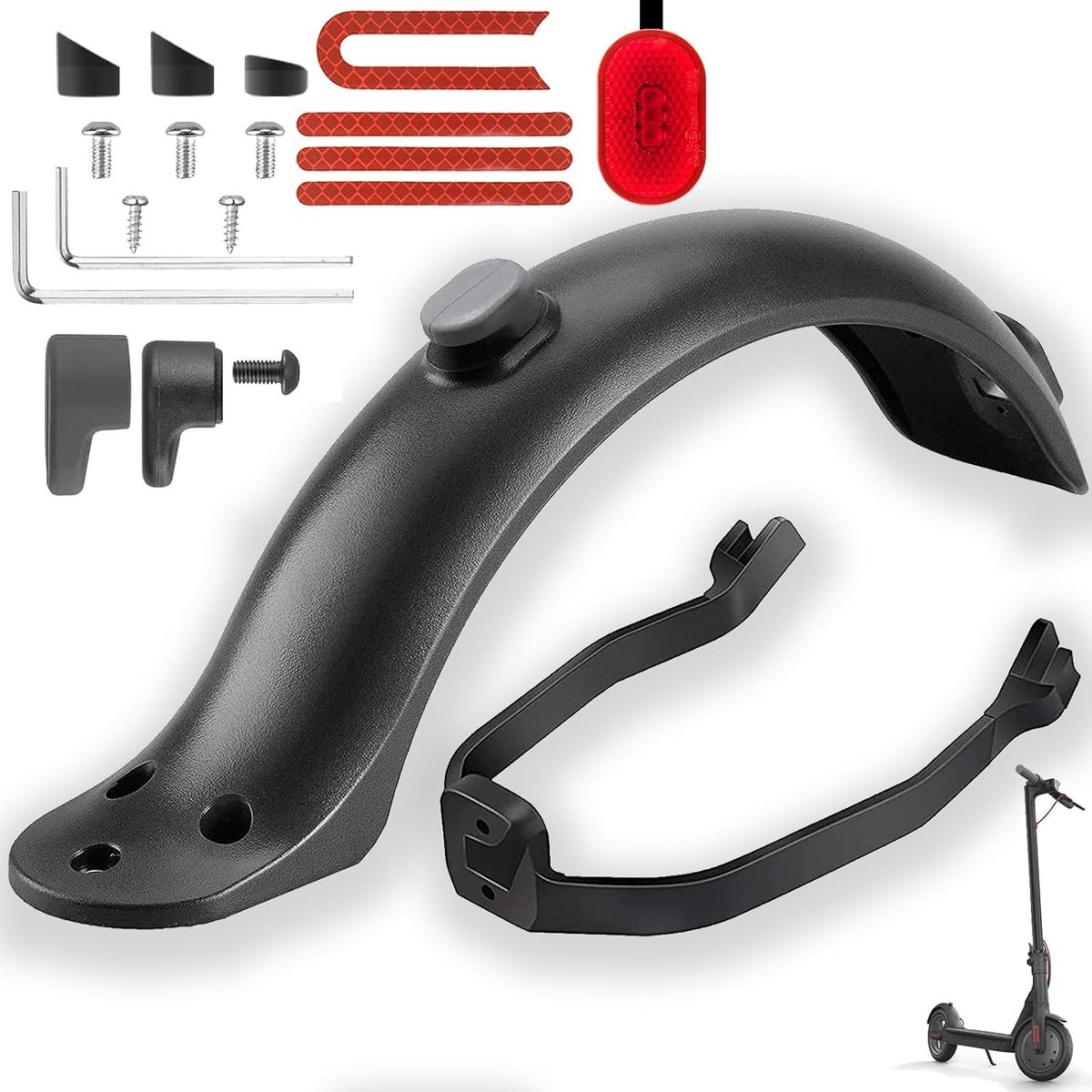 Spatbord, Houder voor Spatbord Achter, Reservescooter, Accessoires, met Gereedschap, Achterlichten voor Spatbord Xiaomi M365 / M365 Pro