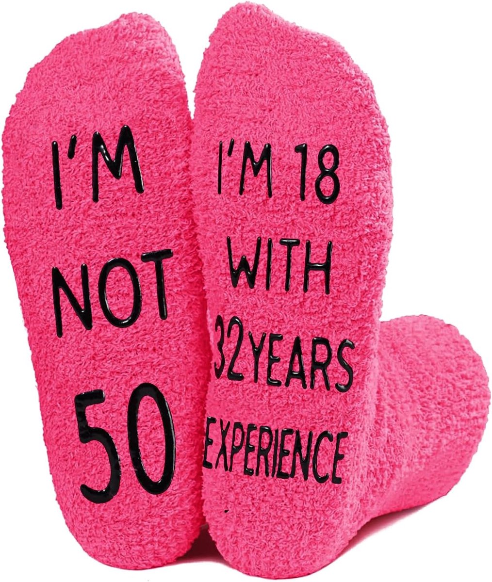 Verjaardagssokken voor dames, grappige sokken voor dames, nieuwigheid, verjaardagscadeaus voor zo'n verjaardag, cadeaus voor vrouwen, Roze, Eén Maat