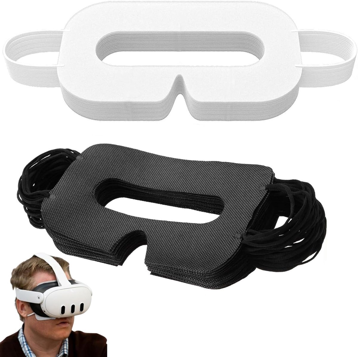 Wegwerpmasker - Sanitaire VR-oogbedekking, Compatibel met HTC Vive Pro/PS VR/Gear VR/Oculus Rift Go e andere VR-headsets (zwart)