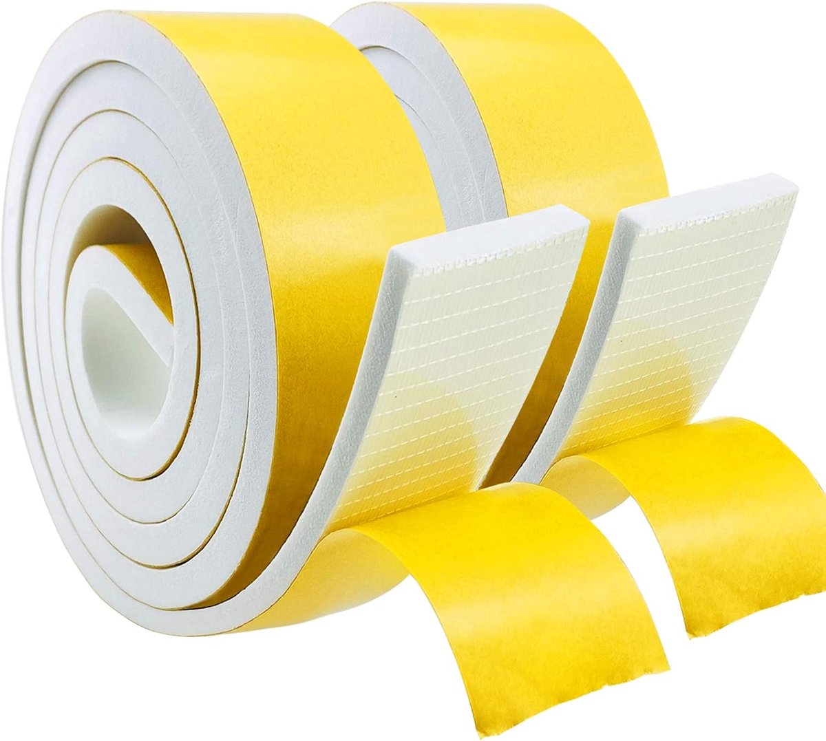Afdichtingstape, zelfklevend, schuimrubberen afdichtingstape, wit, 50 mm (B) x 6 mm (D schuimrubber zelfklevend voor deur ramen, weerbestendig, anti-botsing, geluidsisolatie, 2 m lang x 2 rollen