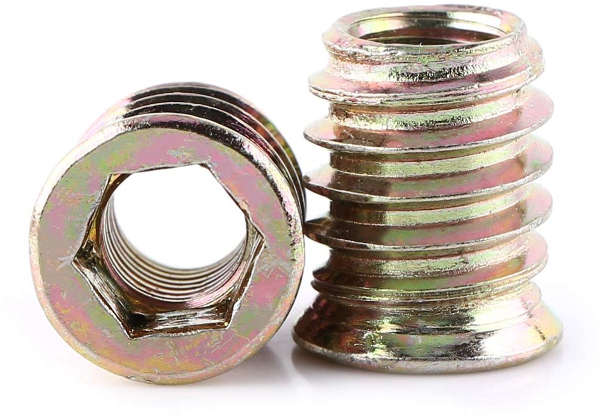 Meubelmoeren Zeskantige Bus Schroefdraad, Gecoat Koolstofstaal, M8 x 17 mm, 20 Stuks