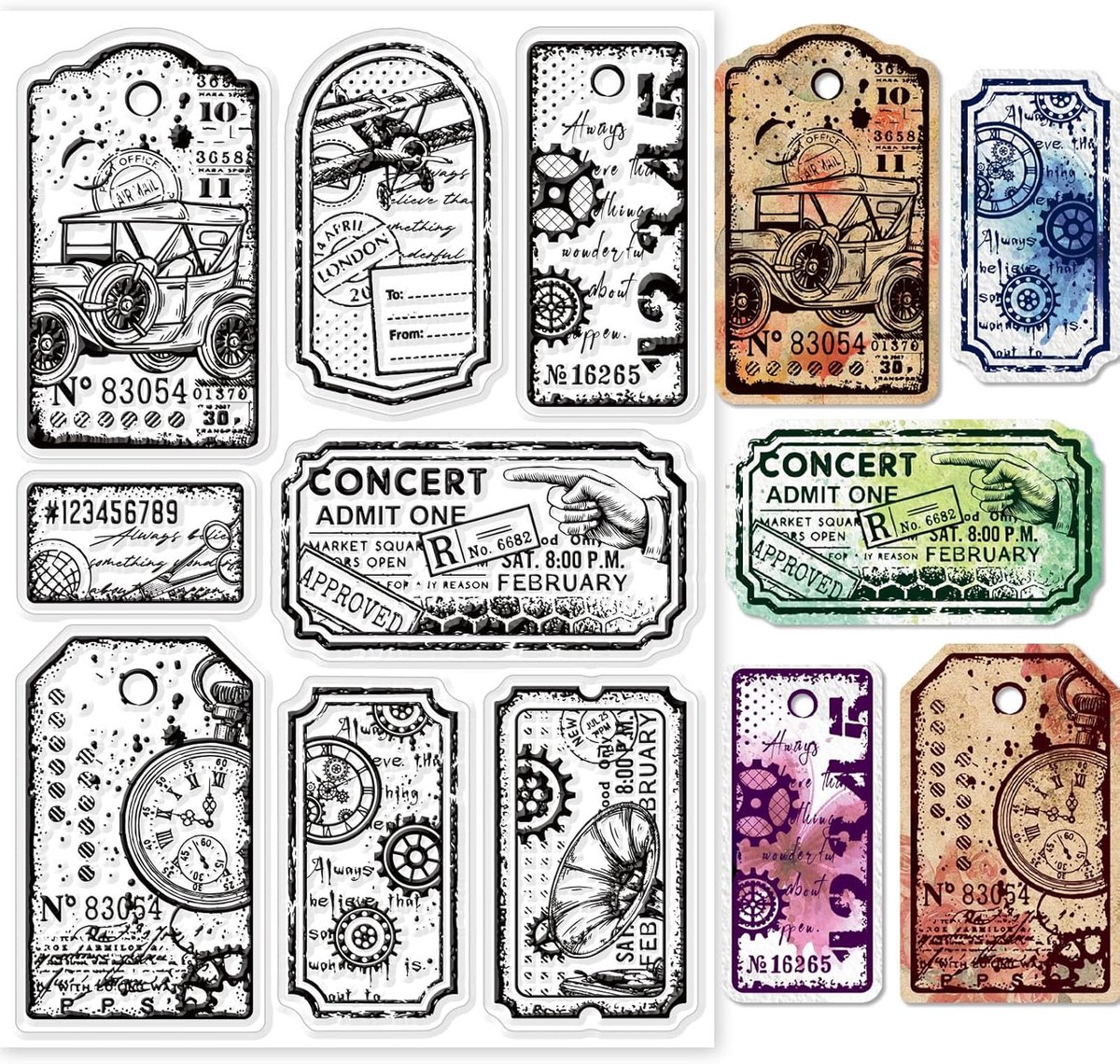 Vintage Label Transparante Siliconenstempels Steampunk Label Klare Stempels Journal Tags Siliconenstempels Voor Kaartenmaken DIY Embossing Journaling