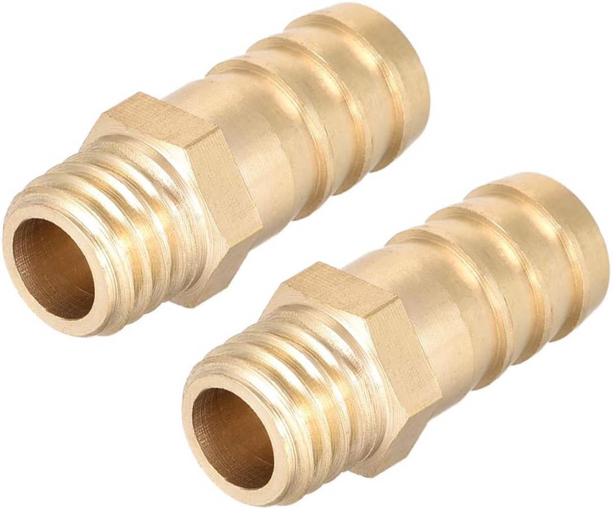 map Messing verbindingsstuk, metrisch, mannelijk, met prikkelbuis, 12 mm x M12 x 1,75, 2 stuks