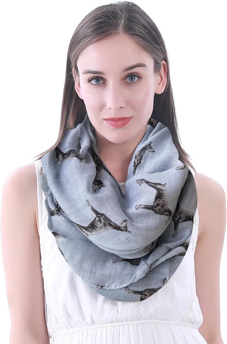 & Lily Dames colsjaal met honden print - Dobermann