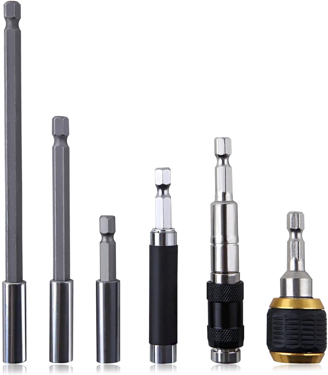 6 stuks magnetische bithouders, 1/4 inch zeskantige schacht, magnetische boor-verlenghouder, flexibele magnetische draaibare bit-punthouder, barset extender
