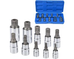 set Nutmanel 10-delig inbussleutelset met binnenveeltanddoppen M4 / M5 / M6 / M8 / M9 / M10 / M12 / M14 / M16 / M18