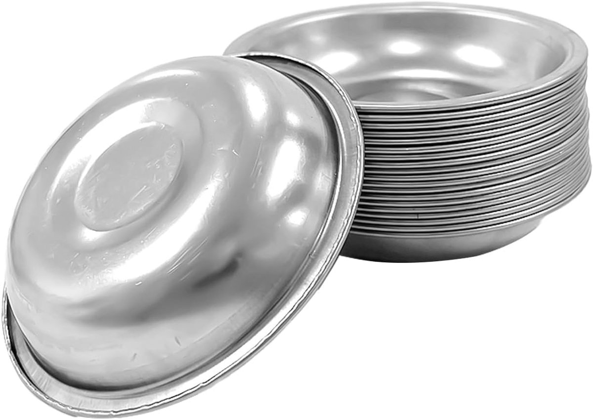 Set van 20 ronde roestvrijstalen borden voor sauzen, grillkruiden, mini-bestekborden, geschikt voor thuis, restaurant, feest
