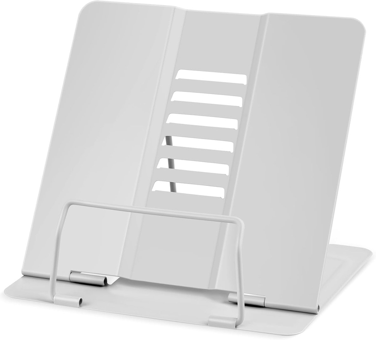 metalen boekenstandaard, verstelbaar inklapbaar boekenstandaard voor kinderen, multifunctionele metalen leesframe voor het vasthouden van spraaknotities, leerboeken, iPads, recepten (grijs)
