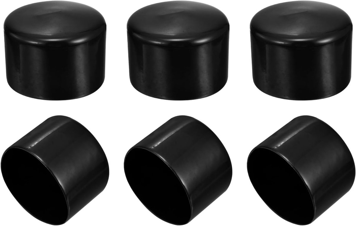 68 mm/2,68 inch rubberen eindkappen, 6 stuks schroefdoppen, flexibele blotbeschermer, PVC voor schroefboutuiteinden, buisschroefdoppen, zwart