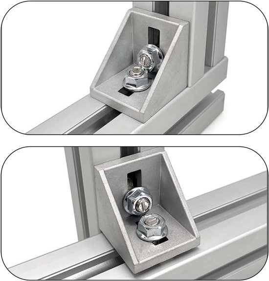10 stuks 4040 hoekhouders van aluminiumlegering zilver bevestigingsprofiel hoekconnector van aluminium aansluiting voor haakse 90 graden met sluitring en M6 inbusschroef — afbeelding 4