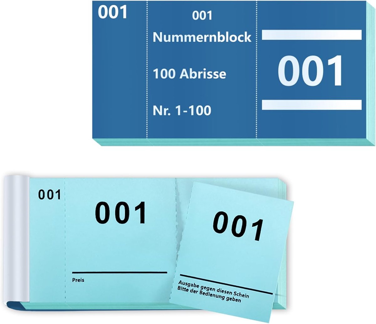 nummers 1-100 Nummers Cijfers 5 x 10 cm Nummerblok Nummerblokken Tombola Dubbele nummers Loten Genummerde afscheuringen Loten Tombola Nummerblok Papier Dubbel nummerblok (Blauw)