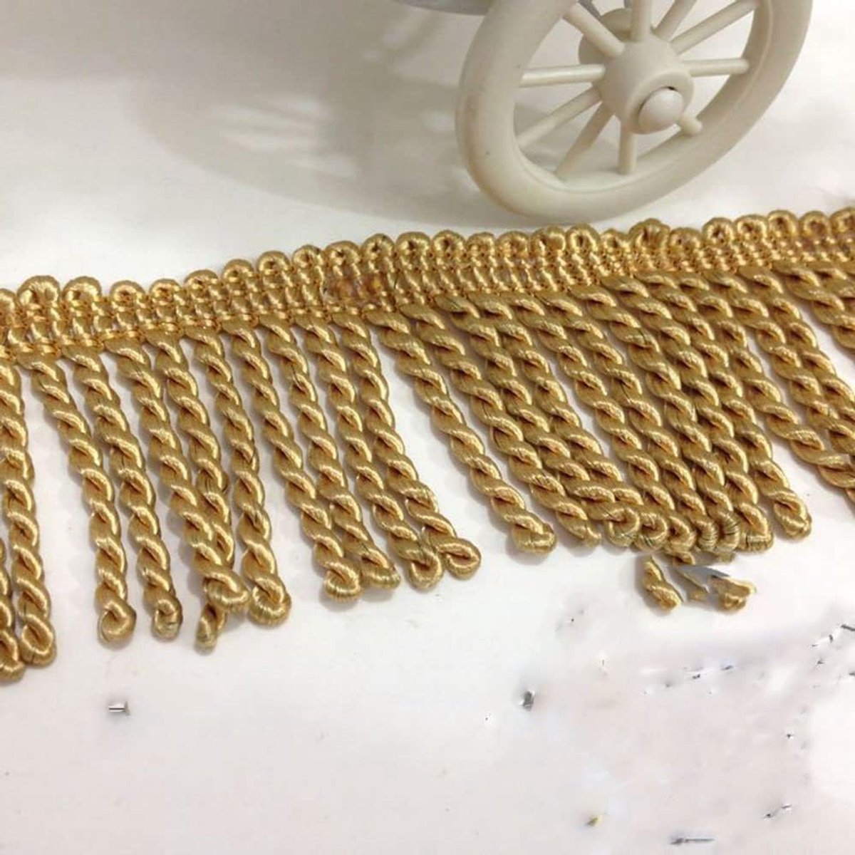 franjeboord, 5 m lang, 6 cm breed, stoffen bekleding, naaien, doe-het-zelf decoratie voor gordijn, bank, kleding, polyester, gemetalliseerde franjes, decoratieve rand, gordijnfranjes