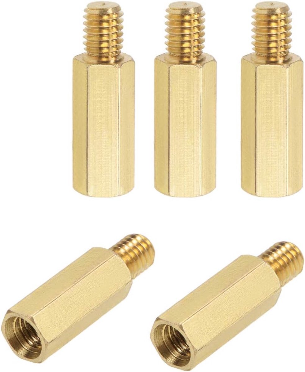 sourcing map 5 stk.M6x20mm+8mm messing zeskant PCB moederbord afstandhouders