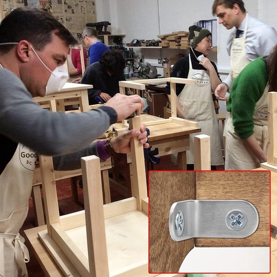 high heels 30 stuks L-vormbeugels rechte hoek voor hout 90 graden slaper roestvrij staal sluiting met schroeven planken meubelkast (30 mm), zilver — afbeelding 4