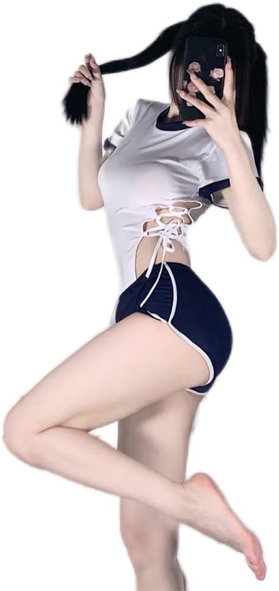 schoolmeisje pak Japanse lingerie vrouwelijke uniform verleiding sexy perspectief (wit)