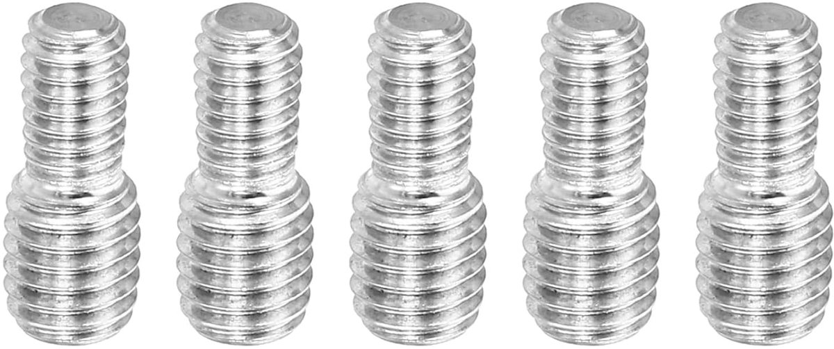 M4 x M5 x 12 dubbele schroefdraadbouten, 5 stuks roestvrij staal 304 schroefdraadverloopadapter voor meubelbeslag, lengte 12 mm