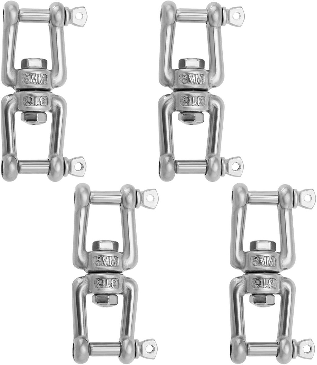 4 stks 316 RVS Swivel Dubbele Beugel M5x67mm Dubbele Kaak Beugel Kaak Anker Connector voor Tuin, Yard, Boot en Outdoor Gebruik