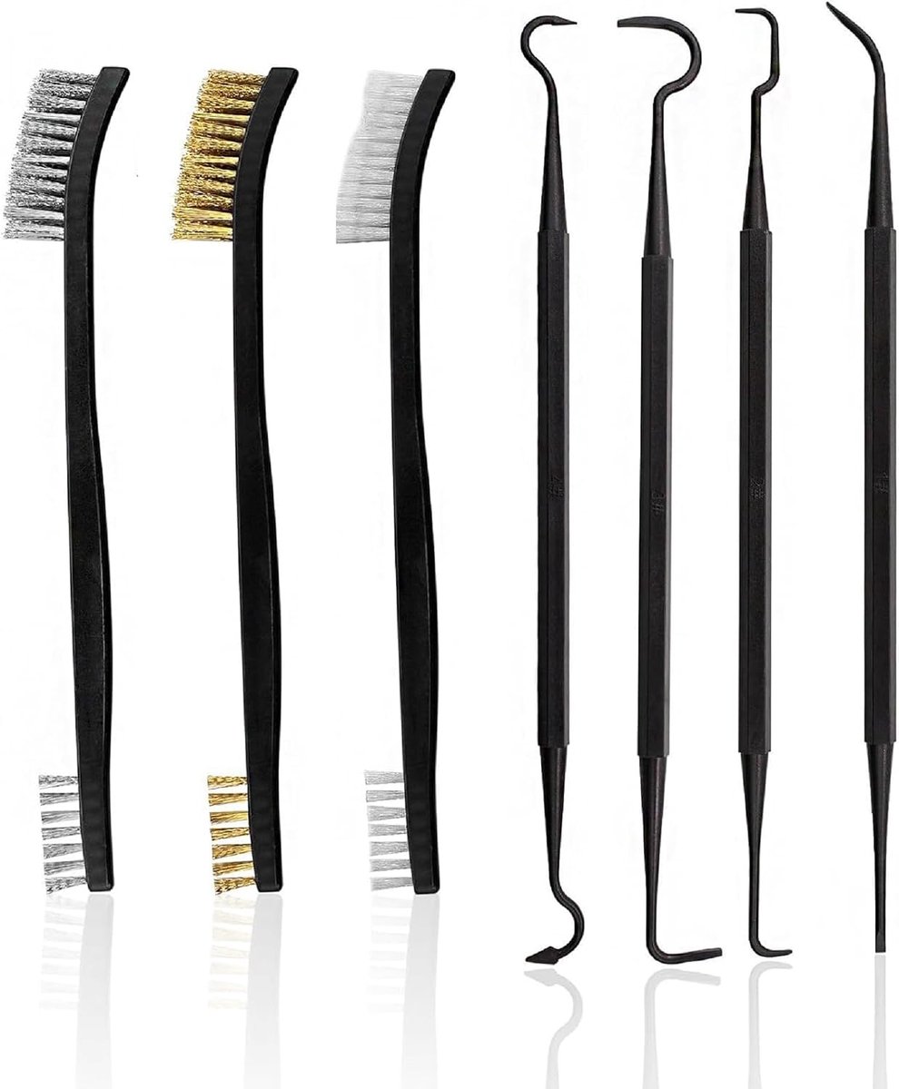Staalborstels, messing borstels, roestdraadborstelset, stalen nylon borstel met 4 dubbele haken, metalen borstel voor reiniging van vuil en roest