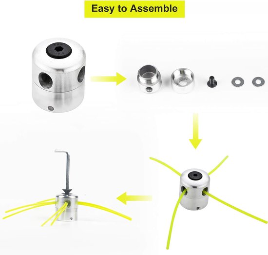 Aluminium draadkop voor bosmaaier, nylon draadspoel, dubbele draadkop voor bosmaaier (2 draadkoppen + 10 draden) — afbeelding 2