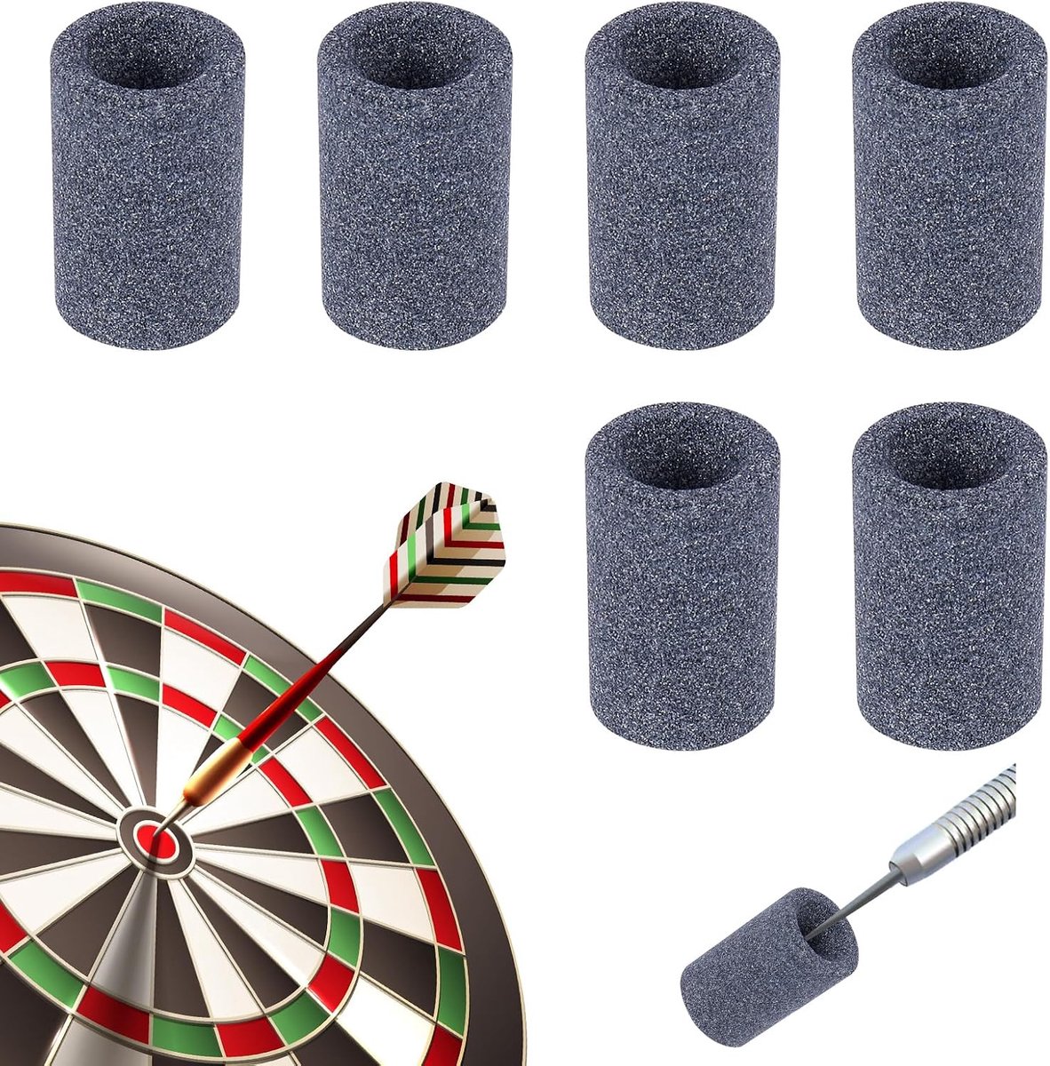 Sharpener slijpsteen set, 6 stuks ronde dartpuntenslijper | Slijpaccessoires voor het slijpen van versleten punten, gemakkelijk te dragen, geschikt voor training, toernooi en thuis