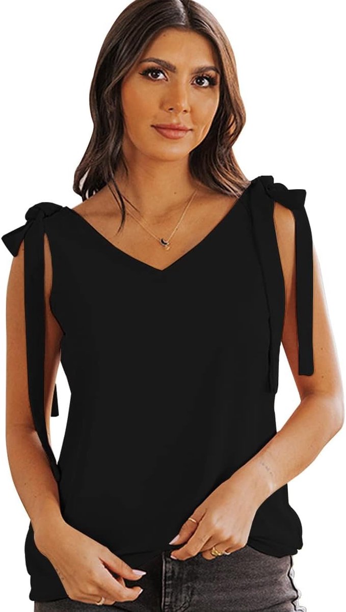 tanktop voor dames, zomer, camisole, V-hals, mouwloos, casual, tankblouse, shirt, vest, overhemd, bovenstuk