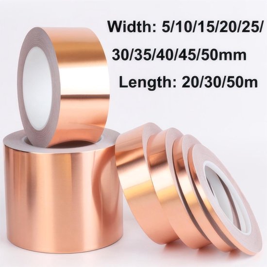 1 Stuk Koperen Plakband, 15mm x 20m, Kopertape Zelfklevend, Enkelzijdig Geleidend, voor Circuits en Elektrische Reparaties — afbeelding 4