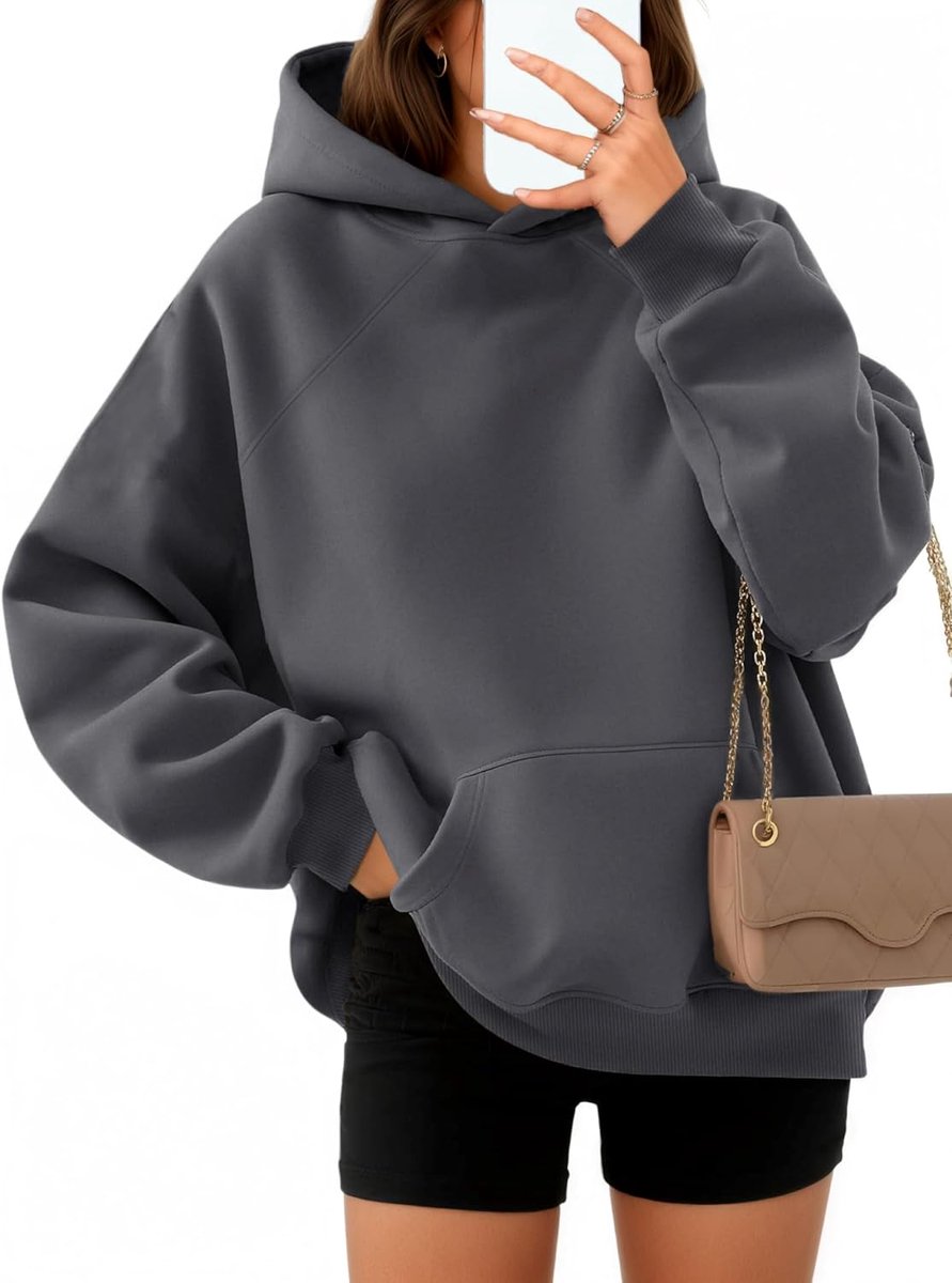Hoodie dames oversized comfortabele katoenen trui casual hoodie effen basic hoodie lange mouwen sweatshirt met capuchon mode bovenstuk herfst