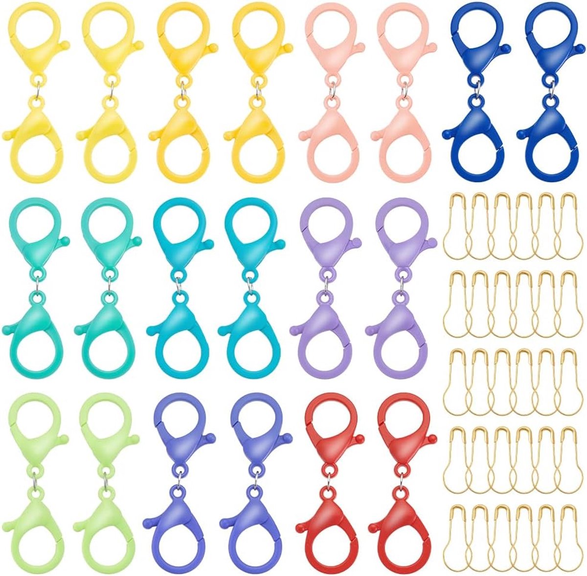 100 stuks steekmarkeerders met 20 stuks karabijnsluitingen, haaksteekmarkeerders, breien, vergrendelingsmarkeringen voor weven, naaien, doe-het-zelf accessoires, houder, sleutelhangers