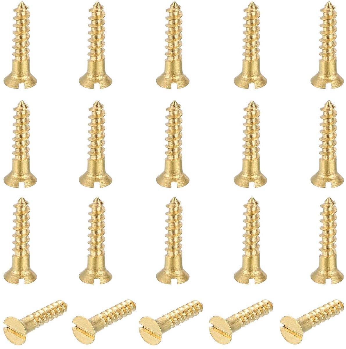 20 Stuks Messing Schroeven, M2,5 x 12 mm Platte Hoofd Stevige Sleuf Zelftappend Voor Meubelreparatie Fotolijst Gipsplaten Huishoudelijke Apparaten, Goud