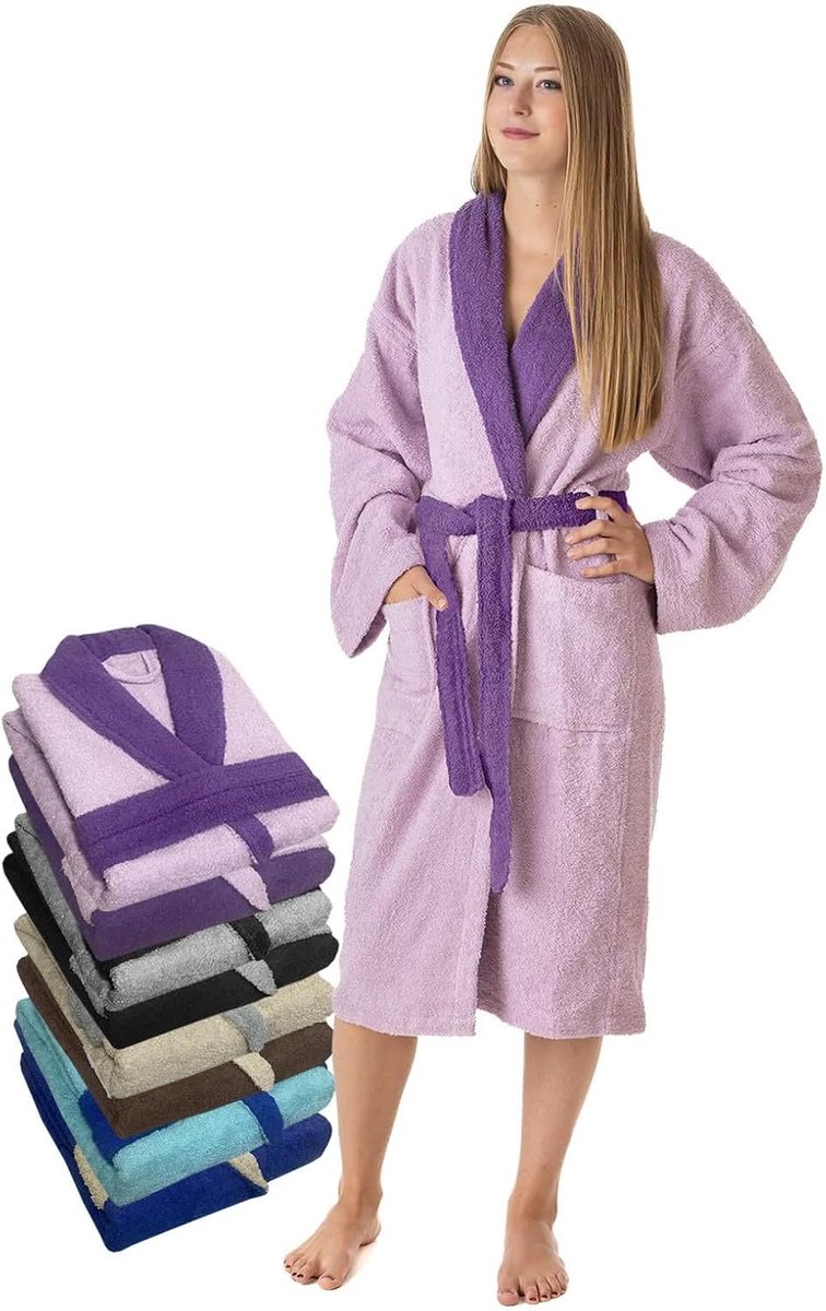 Badjas voor dames van 100% Amerikaanse badstof, 450 g/m², zacht, absorberend, uniseks, Oeko-Tex
