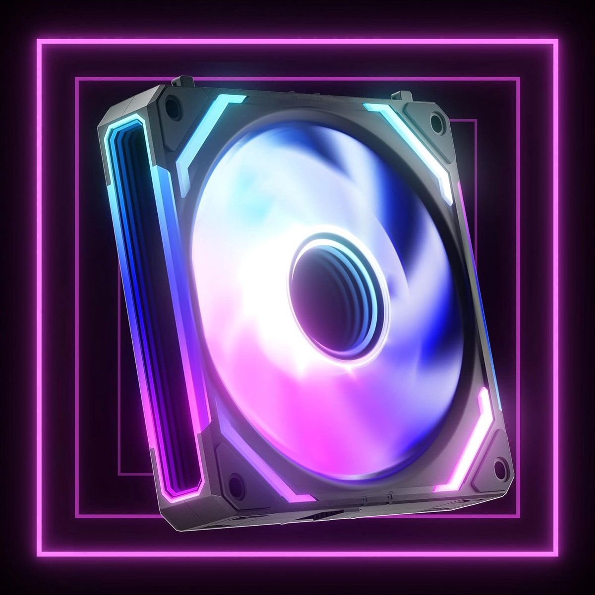COSMIQ 120MM ARGB PC Case Fan (1 Pack) Daisy Chain Infinity Mirror Design, FDB Bearing 2000 RPM High Airflow (68.5 CFM) Quiet 4-Pin PWM & 5V 3-Pin RGB Sync Black