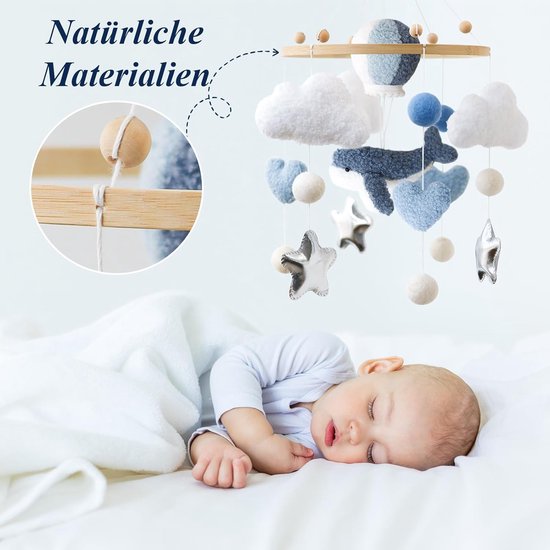 Mobiele babywindgong, 3D-walvis, heteluchtballon, mobiel babybed, bedbel, hanger, kinderkamer, babykamer, decoratie, pasgeborenen, cadeau voor baby's, jongens en meisjes — afbeelding 3