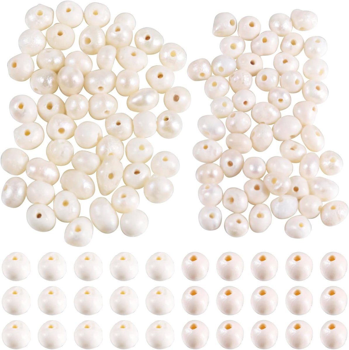 aardappelparels, natuurlijke schelpparels, 1,5-3,5 mm, beige, zoetwaterparels, voor knutselwerk, halskettingen, armbanden, sieraden maken, 100 stuks