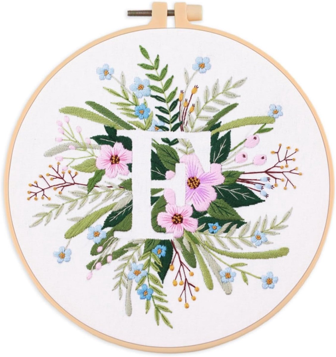 Borduurstarterskit Engelse letter F en bloemen gestempeld met bedrukt patroon kruissteek borduurpakketten (Letter F)