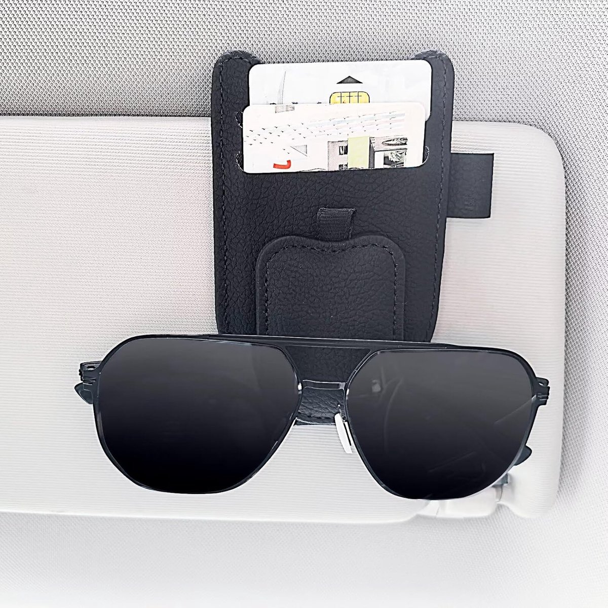 Zonnebrilhouder voor autovizier met kaartsleuven brillenhanger magnetische clip