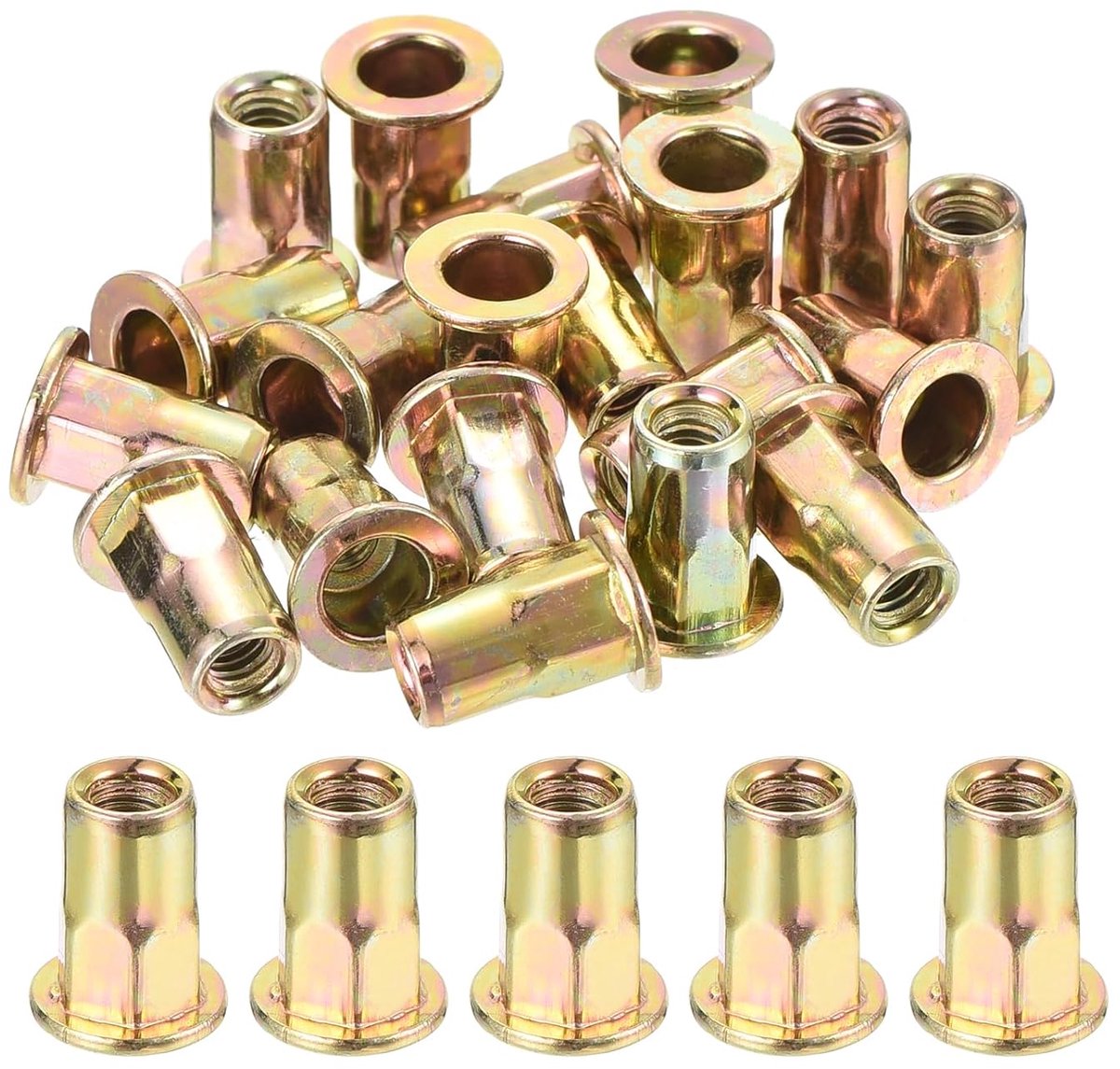 40 stuks geperste zeskantmoeren met flens halflichaam klinkmoer platte kop van verzinkt koolstofstaal M3 schroefdraad insert